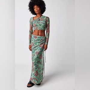 NWOT Free People Supernova Set with Too and Skirt in Green